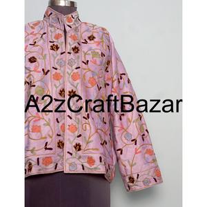 Veste en velours pour femme, brodée à la main, vintage, bohème, à imprimé floral, tricotée, réversible, séchage rapide, respirante, écologique - Product Image 2