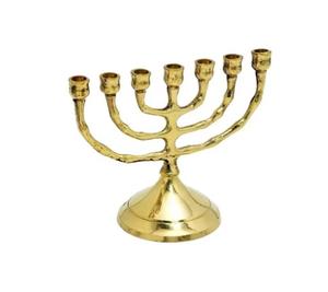 Bougeoir religieux traditionnel de menorah de menorah poli d'or de vente supérieure - Product Image 1