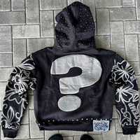 Sudadera con capucha y cremallera personalizada con apliques bordados, impresión 3D en relieve, unisex, 100% algodón, térmica, con cremallera completa, para invierno, pedido mínimo