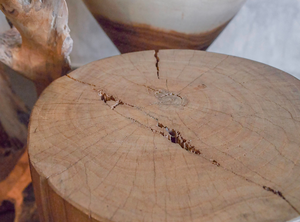 Taburete de bloque de madera de teca, pieza de acento rústico, diseño único, sala de estar, dormitorio, aspecto Natural, Hotel, restaurante, cafetería, Villa Resort - Product Image 5