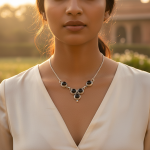Collier pendentif classique en argent sterling 925 avec onyx, plaqué rhodium, design géométrique, chaîne serpent, unisexe, pour usage quotidien, cadeau - Product Image 3