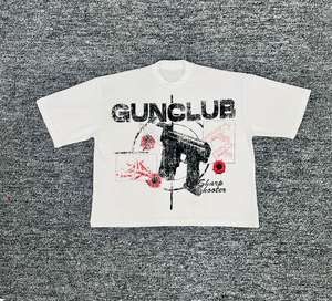 Personalizable de gran tamaño de los hombres recortada camiseta gráfica 100% algodón pesado Jersey Casual manga corta serigrafiado Logo cuello cuadrado - Product Image 5