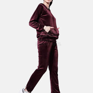 Pakistan Manufacturer Latest Design <b>Women</b> <b>Velour</b> <b>Tracksuit</b> 100% Cotton Solid Color <b>Women</b> <b>Velour</b> <b>Tracksuit</b> - Product Image 4