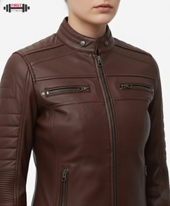 Chaqueta de Pana con Cierre y Cuello Camisero para Mujer, Talla Grande, Color Sólido, Otoño Invierno, Chaquetas de Cuero Personalizadas a la Moda - Product Image 4