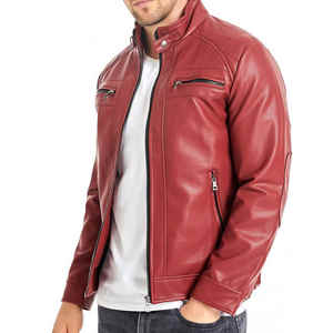 Chaqueta de cuero de piel de cordero auténtica negra personalizada de alta calidad para hombre chaqueta de cuero de manga larga para exteriores de invierno a la moda - Product Image 2