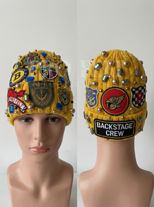 Bonnet en tricot premium orné de strass, chapeau d'hiver avec badges brodés, style jacquard chaud et tendance, bonnet streetwear - Product Image 2