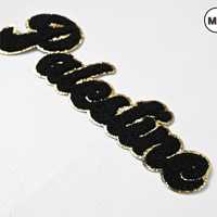 Patchs en chenille douce brodés sur mesure avec logo, grande taille, brillants, thermocollants, avec support en PU, pour vêtements, strass écologiques, vente en gros