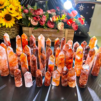 Vente en gros de tours de quartz de feu naturel de haute qualité, pierres de guérison, pointes de baguette de quartz de feu pour la décoration