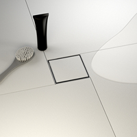 Livraison directe disponible Drain de sol carré en acier inoxydable brossé 4x4 avec panneau d'insertion de carrelage encastré pour salle de bain