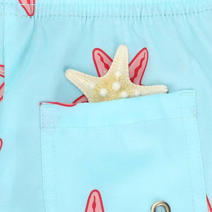 Short de bain confortable à imprimé bleu pour homme avec cordon de serrage à la taille 100% Short en polyester écologique à motif solide - Product Image 4