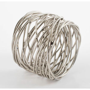 Porte-mouchoirs en métal design élégant maille argentée ronds de serviette faits à la main lot de 4 ronds de serviette de table accessoires de serviette - Product Image 3