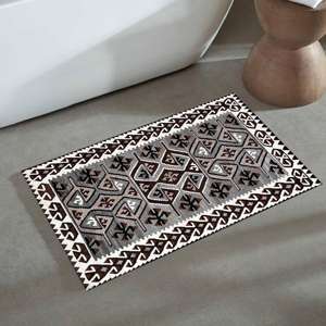 Tapis à motifs géométriques, tapis turc imprimé, tapis de décoration de style farmhouse, tapis fin non tissé - Product Image 1