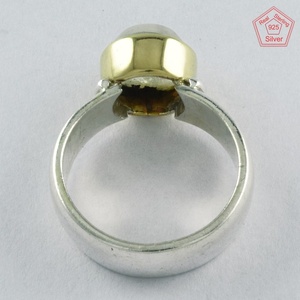 Dos tono piedra Luna arco-iris de Plata de Ley 925 anillo de plata de joyería de plata al por mayor de la India joyería de plata hecha a mano - Product Image 1