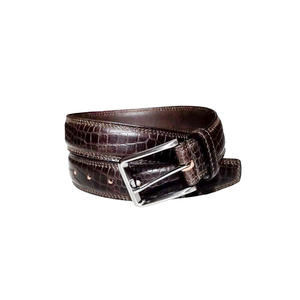 Cinturón de cuero con estampado de cocodrilo informal para hombre sólido - Product Image 1