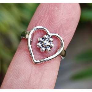 Simple Minimalist 925 Sterling Silver Heart Shape <b>Ring</b> for Girls Handmade Love <b>Ring</b> with Claw Inlay Gift for Her - Product Image 6