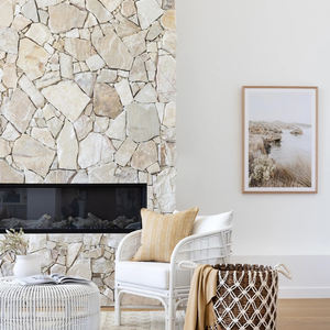 Revêtement mural en pierre irrégulière à face fendue, style moderne, couleur crème ambre, quartz naturel, résistant à l'érosion acide - Product Image 6