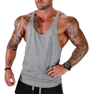 <b>Men's</b> Gym Tank Top for Bodybuilding Fitness Singlets Muscle <b>Stringer</b> <b>Vest</b> Knitted Cotton Sleeveless Tanktop Blank Shirt - Product Image 3