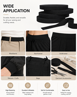 Bande élastique tissée double face noire, épaisse et très extensible, pour pantalons, vêtements et accessoires