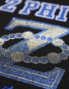 Zeta Phi Beta noir maillot de football bleu royal 100% polyester brodé bouclier avant dos manches col en V col rayé - Product Image 6