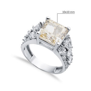 Offwhite CZ แหวนเงิน925ดีไซน์สี่เหลี่ยมทำด้วยมือสไตล์ตุรกีเครื่องประดับเงินสเตอร์ลิงสำหรับ925 - Product Image 2