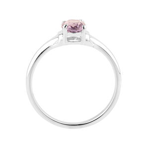 Anillo de Plata de Ley 925 hecho a mano con amatista de corte esmeralda 8x6mm ovalado y chapado en rodio para niños joyería fina - Product Image 3