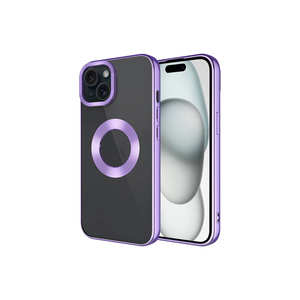 Coque en silicone JoieCreatif série Omega lilas pour iPhone 15 Plus, découpe du logo, protection arrière, personnalisable, compatible A22 A50 - Product Image 1