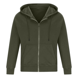 เสื้อฮู้ดมีซิปของผู้ชายผ้าฝ้าย100% ผ้าฟลีซลายพื้นพื้นแบบกำหนดเองสำหรับฤดูหนาว - Product Image 5