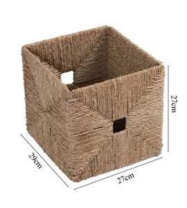 Panier de rangement tissé à la main en jonc de mer écologique le plus vendu forme carrée pliable nouveau style naturel multi-utilisé - Product Image 5