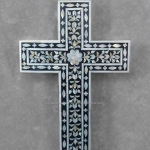 Cruz de Madera con Incrustaciones de Hueso Hecha a Mano de Primera Calidad, Pulida, Decoración Religiosa para Colgar en la Pared del Hogar, Oficina, Tienda o Iglesia por FWE - Product Image 5