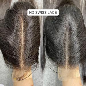 100% bébé et cheveux humains vierges pleine cuticule alignée prix usine vietnamien HD fermeture à lacet et os frontal droit - Product Image 1