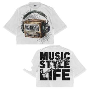 Camisetas de hombre de corte holgado al por mayor, personalizadas con estampado gráfico, cuello redondo, camisetas gráficas de algodón de 280 g/m² de alto gramaje para hombre, camisetas cortas - Product Image 1