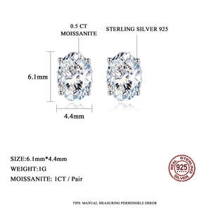 Ensemble pendentif et boucles d'oreilles en moissanite certifiée GRA 1,2 ct avec boucles d'oreilles 1 ct, coupe ovale étincelante, en argent, pour fiançailles - Product Image 4