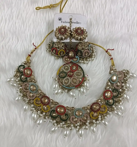 Dazzling Classic <b>Indian</b> AD Stone <b>Jewellery</b> <b>Set</b> for Women Including Necklace Earrings Combo for Weddings Festive Parties Gifts - Product Image 2