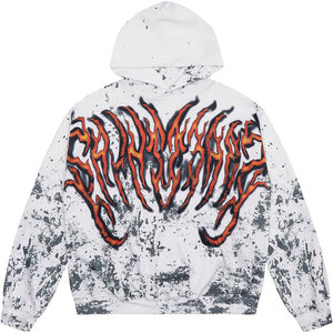 เสื้อฮู้ดแนวสตรีทแวร์ของผู้ชายวินเทจผ้า100% กรดมีซิปประดับพลอยเทียมสำหรับฤดูใบไม้ผลิผลิตตามสั่ง - Product Image 1