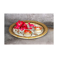Assiette de prière indienne en marbre doré de qualité supérieure, gamme économique, 9x9 pouces, cadeau de mariage, grossiste exportateur du Rajasthan