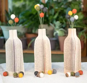 毛毡球花配书花瓶套装比利球和克拉斯百科花感恩节餐桌装饰纸工艺花瓶