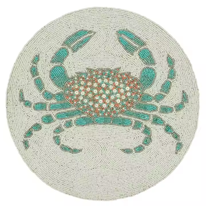 แผ่นรองจานลูกปัดหินทรงกลมแบบคลาสสิกจานรองแก้วปักลูกปัดเงินสำหรับตกแต่งโต๊ะ - Product Image 5