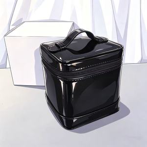 High quality luxury GPB black limited edition handheld <b>makeup</b> <b>box</b>, patent leather glossy cosmetics <b>storage</b> <b>box</b> - Product Image 2