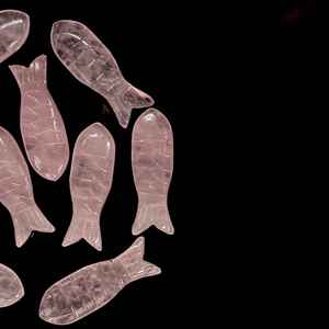 Cuentas de Piedras Preciosas Talladas en Forma de Pez de Cuarzo Rosa de 10X30 MM, Cristal Curativo para la Fabricación de Joyas - Product Image 5