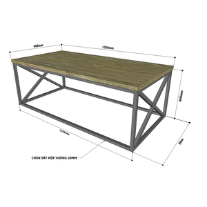 Industrial-Style <b>Pine</b> Wood Sofa <b>Table</b> with Durable Powder-Coated Iron Frame TT68152 Design - Product Image 3