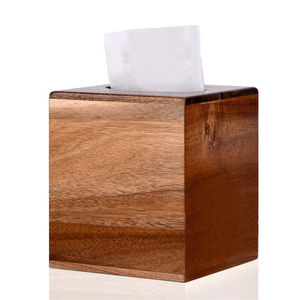 Classic Browned Wood Tissue Box for <b>Kitchen</b> <b>Tables</b> and Countertops - Product Image 1