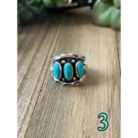Bague Kingman Turquoise en argent sterling, style Shadowbox, bijou artisanal Navajo, pièce maîtresse