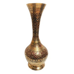 High Quality Brass Flower Vase Engraved Multi Color With Polish Finished For Tabletop Home Decor And Table Decoration - Product Image 2