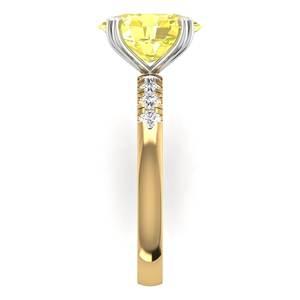 ได้รับการรับรองจาก IGI 3.00กะรัตแหวนเพชรรูปวงรีสีเหลืองแฟนซีมีความคมชัด VVS2สำหรับปลูกในห้องปฏิบัติการที่ตกแต่งด้วยเพชรสีทอง18K สีเหลือง - Product Image 1