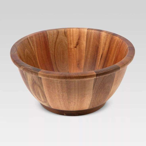 Cuenco grande de madera de mango rústica con acabado liso para ensaladas, frutas, pan, centro de mesa, cocina de estilo rústico, hecho a mano, para servir en la mesa de comedor. - Product Image 3