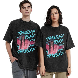 เสื้อยืดกราฟิกลายพิมพ์แบบแอซิดวอชทรงโอเวอร์ไซส์ ผ้าคอตตอนหนา แฟชั่นสตรีทแวร์ ผู้ผลิตเสื้อผ้า - Product Image 1