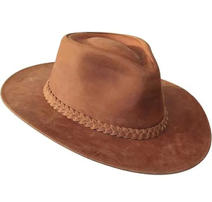 Genuine Leather Biker Cap Classic Style <b>Flat</b> Top <b>Hat</b> Full Grain Leather USA Europe Market Trending Top - Product Image 4