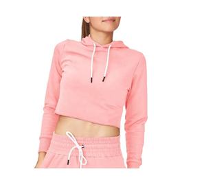 Sudadera con Capucha Corta de Invierno Personalizada para Mujer, Sudadera Informal Holgada con Logotipo en el Pecho y Capucha de Lona - Product Image 4