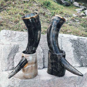Mug en corne de buffle poli fait main de haute qualité, écologique, logo personnalisé, corne à boire viking, support, cadeau d'affaires, naturel - Product Image 6