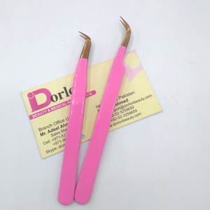 Embouts Plasma avec pince à épiler à cils enduits de couleur Logo privé Volume C courbe pince à épiler en forme de L pour faux cils au Pakistan - Product Image 3